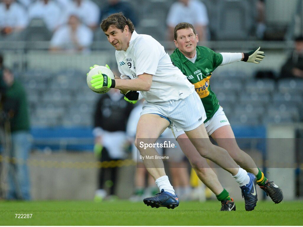 14 February 2013; Michael Duignan, Kildare, in action against Michael Cattigan, Kerry, at the Alan Kerins GAA Challenge, supported by Liberty Insurance, which took place in Croke Park on Valentine's Day. For more information visit alankerinsprojects.org. Croke Park, Dublin. Picture credit: Matt Browne / SPORTSFILE