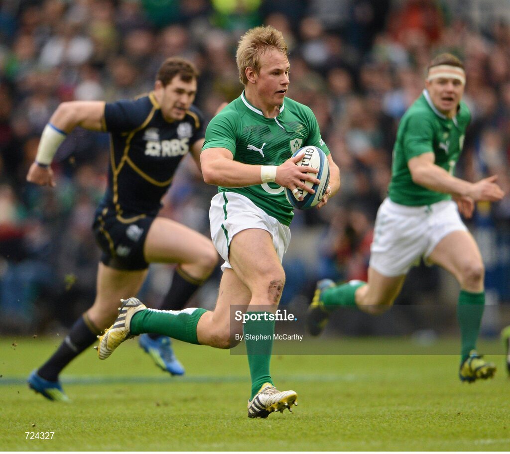 24 February 2013; Luke Marshall, Ireland. RBS Six Nations Rugby Championship, Scotland v Ireland, Murrayfield Stadium, Edinburgh, Scotland. Picture credit: Stephen McCarthy / SPORTSFILE