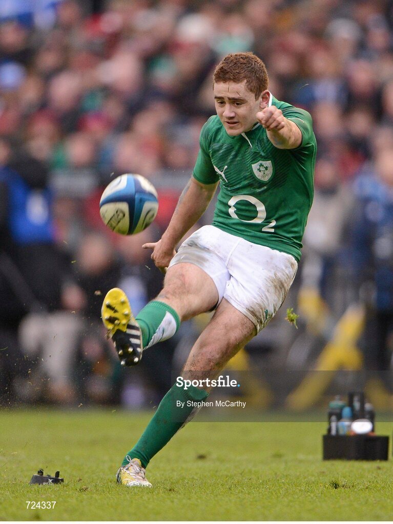 24 February 2013; Paddy Jackson, Ireland, scores a first half penalty. RBS Six Nations Rugby Championship, Scotland v Ireland, Murrayfield Stadium, Edinburgh, Scotland. Picture credit: Stephen McCarthy / SPORTSFILE