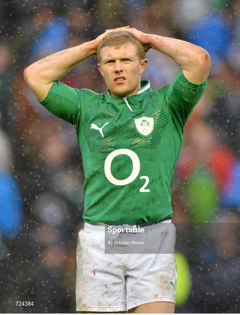 24 February 2013; A dejected Keith Earls, Ireland, at the final whistle after defeat by Scotland. RBS Six Nations Rugby Championship, Scotland v Ireland, Murrayfield Stadium, Edinburgh, Scotland. Picture credit: Brendan Moran / SPORTSFILE