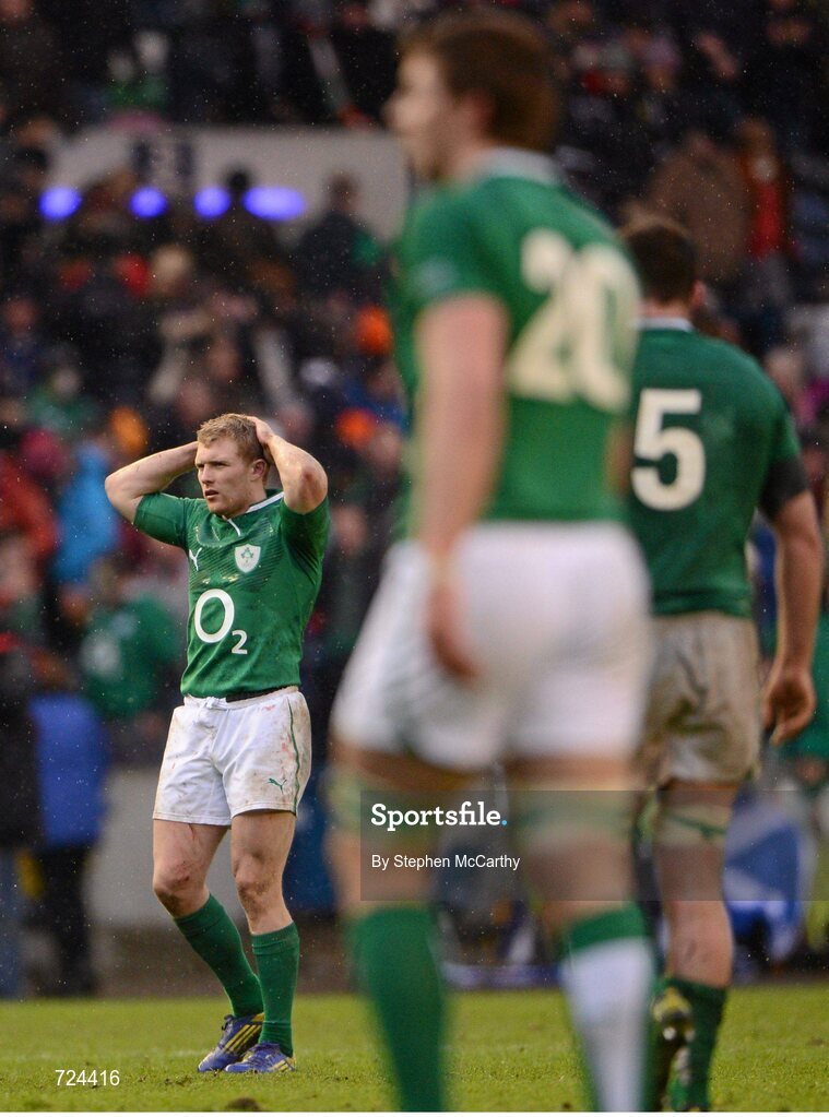 24 February 2013; Keith Earls, Ireland, after the final whistle. RBS Six Nations Rugby Championship, Scotland v Ireland, Murrayfield Stadium, Edinburgh, Scotland. Picture credit: Stephen McCarthy / SPORTSFILE