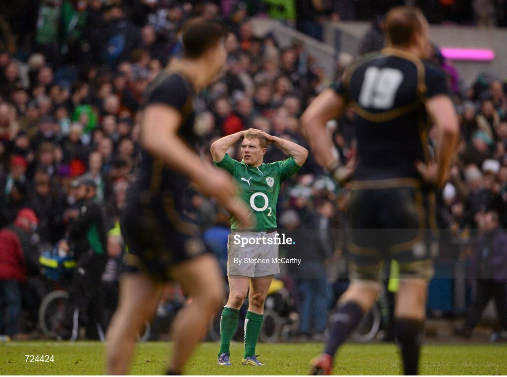 24 February 2013; Keith Earls, Ireland, after the final whistle. RBS Six Nations Rugby Championship, Scotland v Ireland, Murrayfield Stadium, Edinburgh, Scotland. Picture credit: Stephen McCarthy / SPORTSFILE