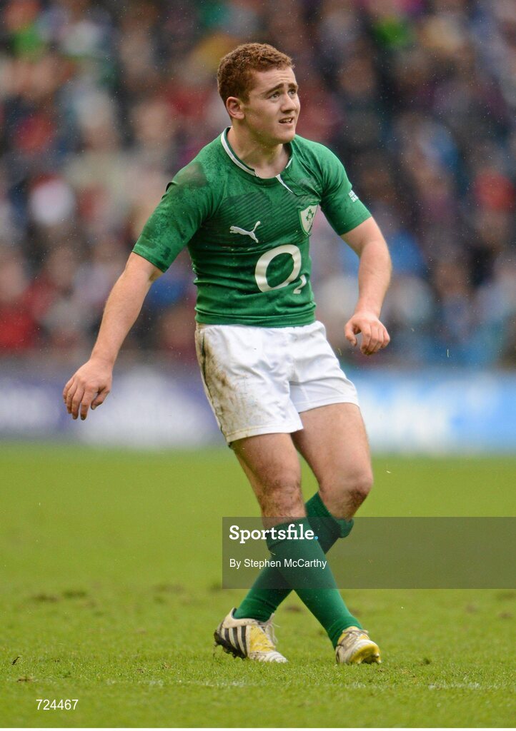 24 February 2013; Paddy Jackson, Ireland, watches a first half penalty attempt. RBS Six Nations Rugby Championship, Scotland v Ireland, Murrayfield Stadium, Edinburgh, Scotland. Picture credit: Stephen McCarthy / SPORTSFILE