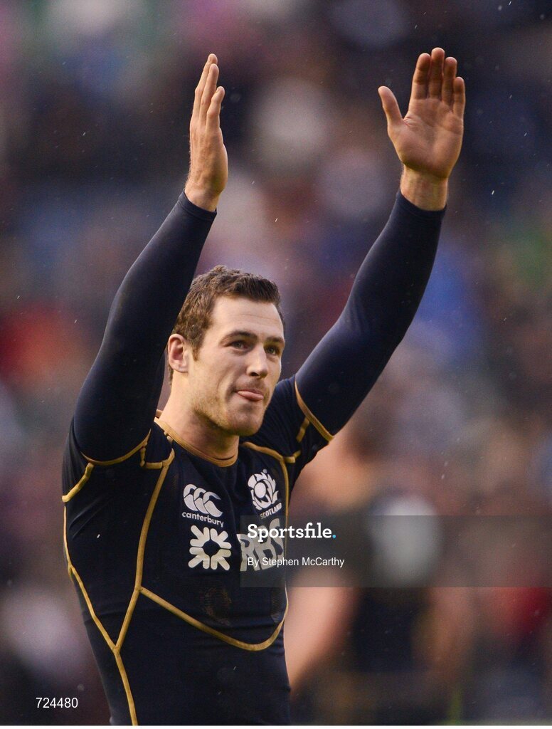 24 February 2013; Tim Visser, Scotland, following his side's victory. RBS Six Nations Rugby Championship, Scotland v Ireland, Murrayfield Stadium, Edinburgh, Scotland. Picture credit: Stephen McCarthy / SPORTSFILE