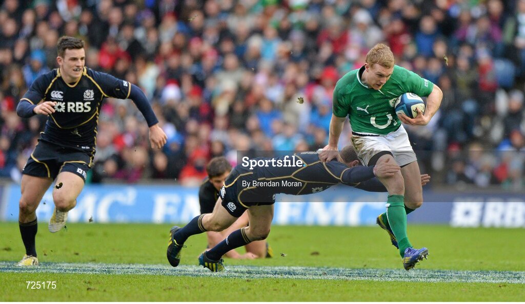 24 February 2013; Keith Earls, Ireland, is tackled by Greig Laidlaw, Scotland. RBS Six Nations Rugby Championship, Scotland v Ireland, Murrayfield Stadium, Edinburgh, Scotland. Picture credit: Brendan Moran / SPORTSFILE