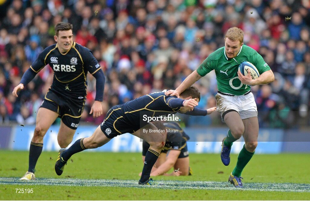 24 February 2013; Keith Earls, Ireland, is tackled by Greig Laidlaw, Scotland. RBS Six Nations Rugby Championship, Scotland v Ireland, Murrayfield Stadium, Edinburgh, Scotland. Picture credit: Brendan Moran / SPORTSFILE
