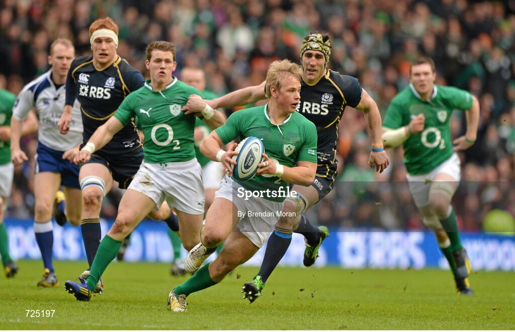 24 February 2013; Luke Marshall, Ireland. RBS Six Nations Rugby Championship, Scotland v Ireland, Murrayfield Stadium, Edinburgh, Scotland. Picture credit: Brendan Moran / SPORTSFILE