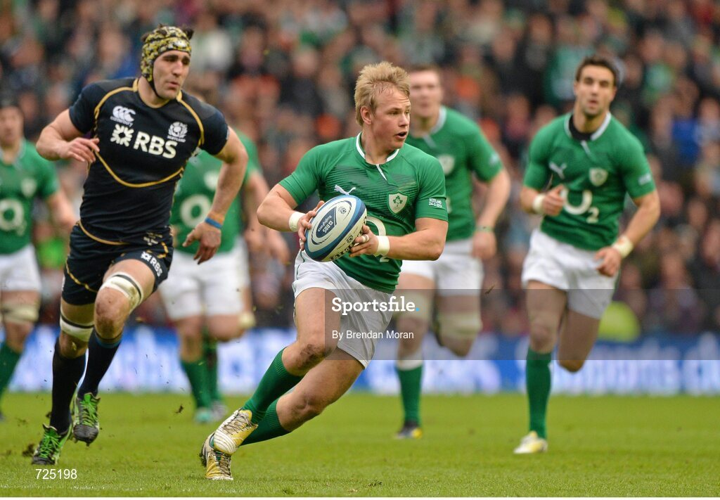 24 February 2013; Luke Marshall, Ireland. RBS Six Nations Rugby Championship, Scotland v Ireland, Murrayfield Stadium, Edinburgh, Scotland. Picture credit: Brendan Moran / SPORTSFILE