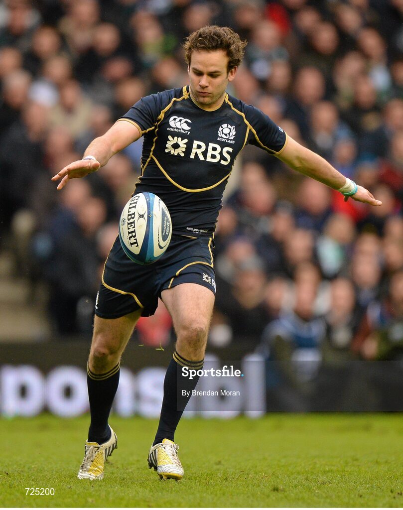 24 February 2013; Ruaridh Jackson, Scotland. RBS Six Nations Rugby Championship, Scotland v Ireland, Murrayfield Stadium, Edinburgh, Scotland. Picture credit: Brendan Moran / SPORTSFILE