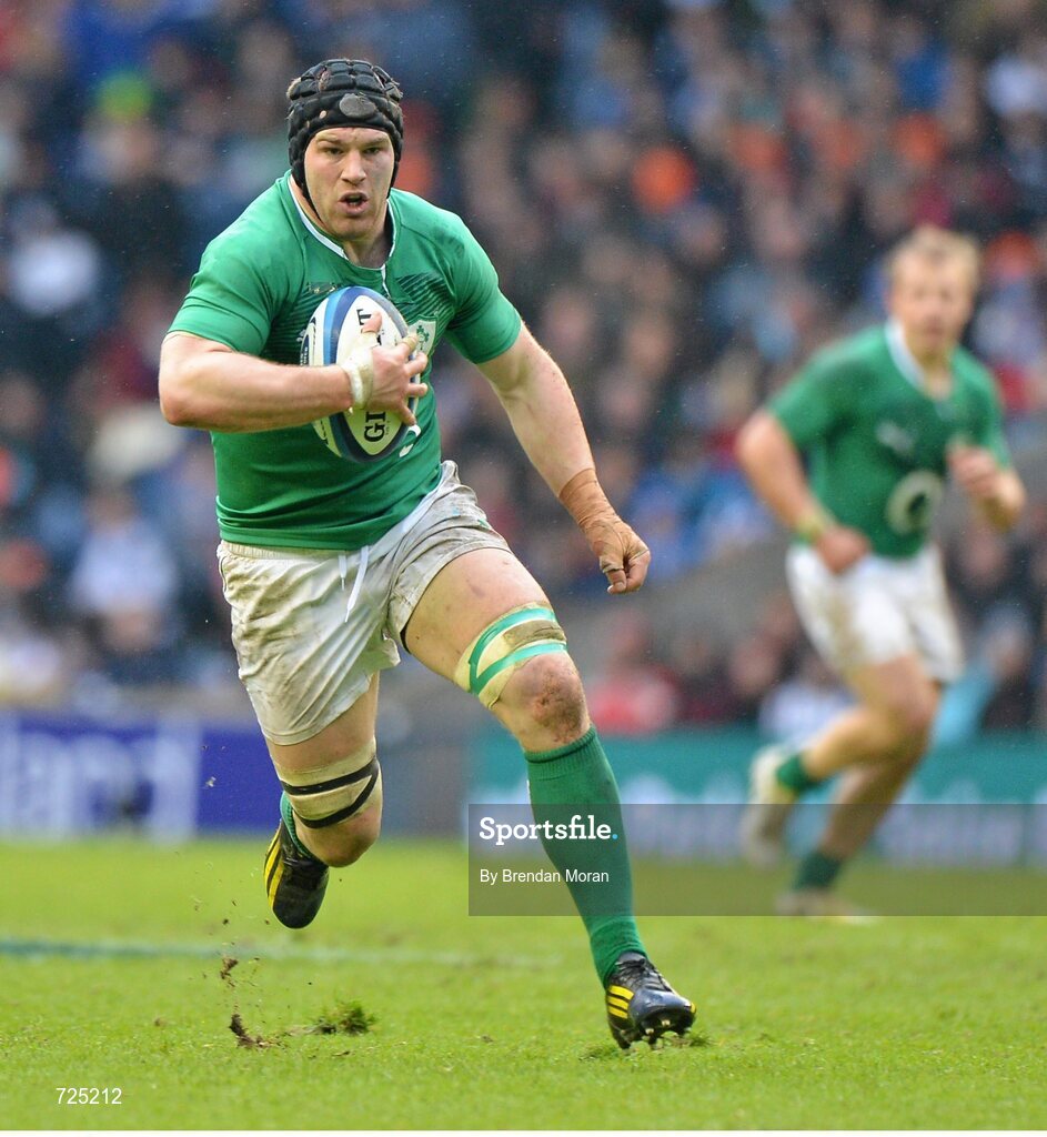 24 February 2013; Sean O'Brien, Ireland. RBS Six Nations Rugby Championship, Scotland v Ireland, Murrayfield Stadium, Edinburgh, Scotland. Picture credit: Brendan Moran / SPORTSFILE