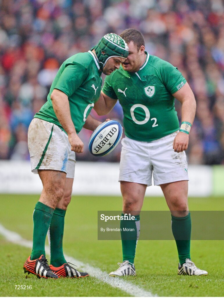 24 February 2013; Rory Best, left, and Dave Kilcoyne, Ireland. RBS Six Nations Rugby Championship, Scotland v Ireland, Murrayfield Stadium, Edinburgh, Scotland. Picture credit: Brendan Moran / SPORTSFILE