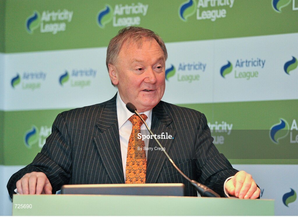 1 March 2013; Paul O'Shaughnessy, Head of Sales Airtricity, speaking to the media at the Airtricity League launch 2013. Aviva Stadium, Lansdowne Road, Dublin. Picture credit: Barry Cregg / SPORTSFILE