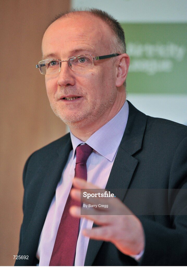 1 March 2013; Fran Gavin, Airtricity League Director, speaking to the media at the Airtricity League launch 2013. Aviva Stadium, Lansdowne Road, Dublin. Picture credit: Barry Cregg / SPORTSFILE
