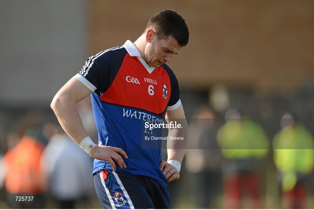 1 March 2013; Wayne Hutchinson, Waterford Institute of Technology, shows his disappointment after the game. Irish Daily Mail Fitzgibbon Cup Semi-Final, Waterford Institute of Technology v Mary Immaculate College, Limerick, Carnmore GAA Club, Carnmore, Co. Galway. Picture credit: Diarmuid Greene / SPORTSFILE