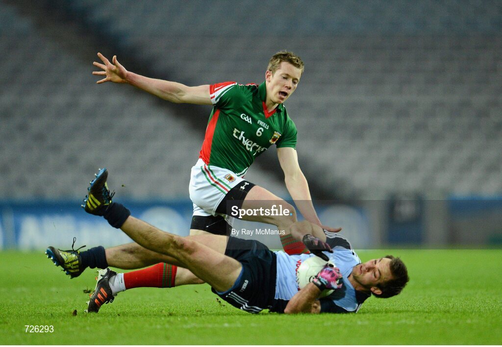 2 March 2013; Tomás Brady, Dublin, in action against Donal Vaughan, Mayo. Allianz Football League, Division 1, Dublin v Mayo, Croke Park, Dublin. Picture credit: Ray McManus / SPORTSFILE