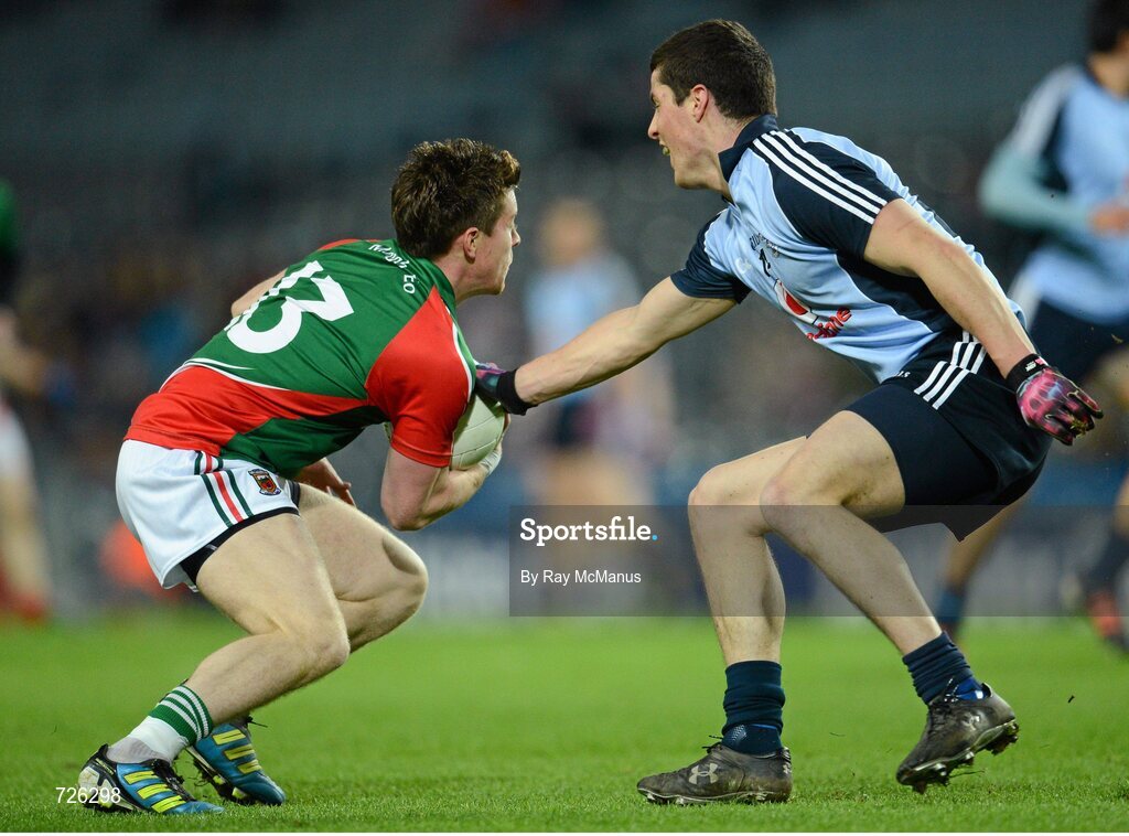 2 March 2013; Enda Varley, Mayo, in action against Diarmuid Connolly, Dublin. Allianz Football League, Division 1, Dublin v Mayo, Croke Park, Dublin. Picture credit: Ray McManus / SPORTSFILE