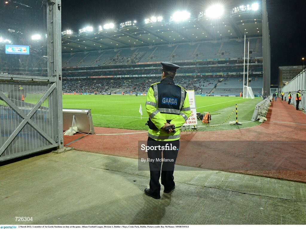 2 March 2013; A member of An Garda Síochána on duty at the game. Allianz Football League, Division 1, Dublin v Mayo, Croke Park, Dublin. Picture credit: Ray McManus / SPORTSFILE