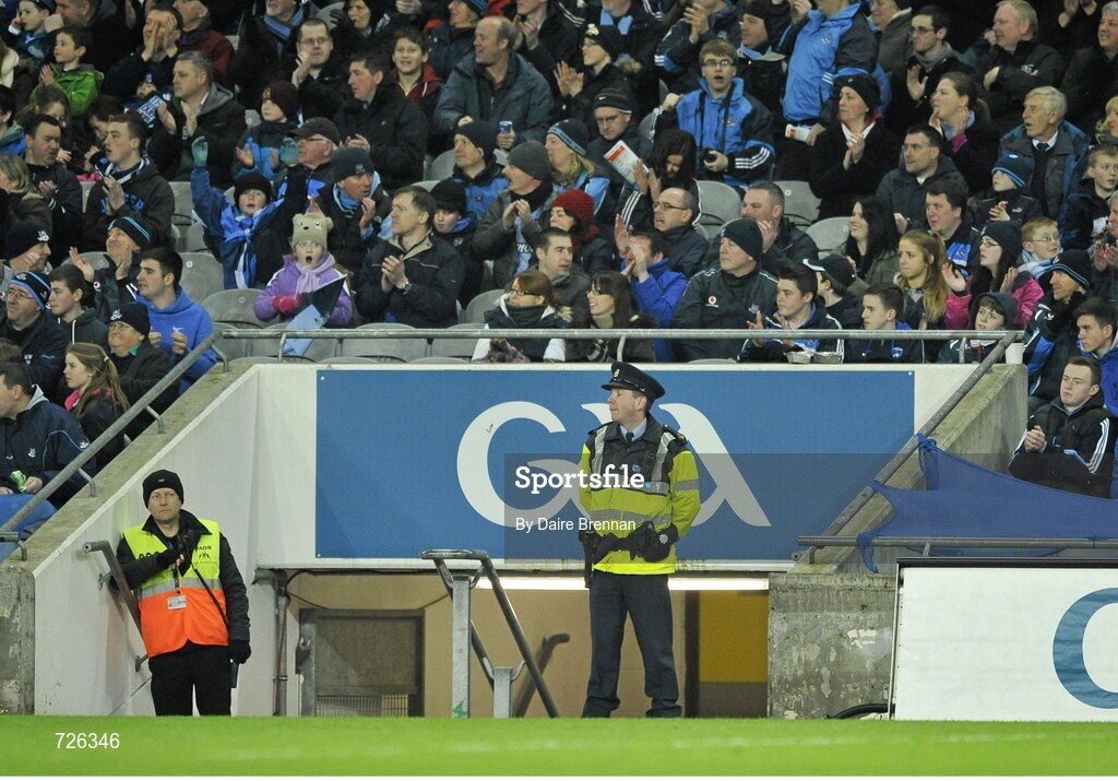 2 March 2013; A member of An Garda S’ochana watches the game. Allianz Football League, Division 1, Dublin v Mayo, Croke Park, Dublin. Picture credit: Dáire Brennan / SPORTSFILE