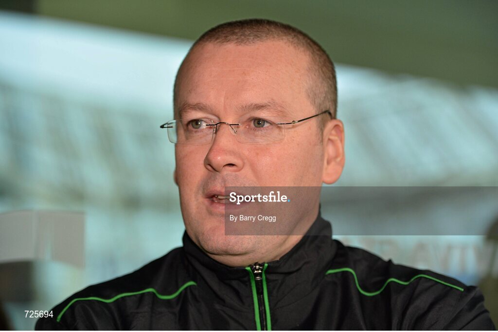 4 March 2013; Cork City manager Tommy Dunne speaking to the media at the Airtricity League launch 2013. Aviva Stadium, Lansdowne Road, Dublin. Picture credit: Barry Cregg / SPORTSFILE