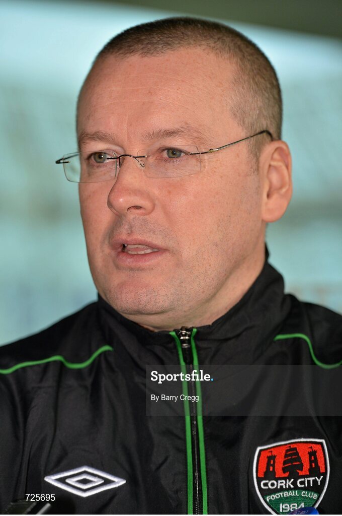4 March 2013; Cork City manager Tommy Dunne speaking to the media at the Airtricity League launch 2013. Aviva Stadium, Lansdowne Road, Dublin. Picture credit: Barry Cregg / SPORTSFILE