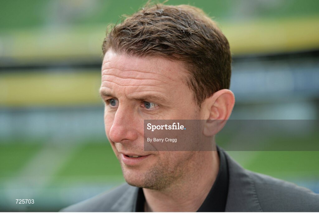4 March 2013; Sligo Rovers manager Ian Baraclough speaking to the media at the Airtricity League launch 2013. Aviva Stadium, Lansdowne Road, Dublin. Picture credit: Barry Cregg / SPORTSFILE