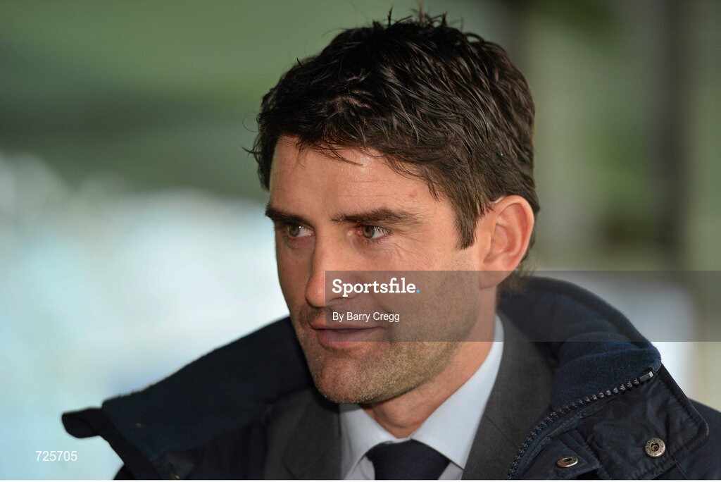 4 March 2013; Limerick FC manager Stuart Taylor speaking to the media at the Airtricity League launch 2013. Aviva Stadium, Lansdowne Road, Dublin. Picture credit: Barry Cregg / SPORTSFILE