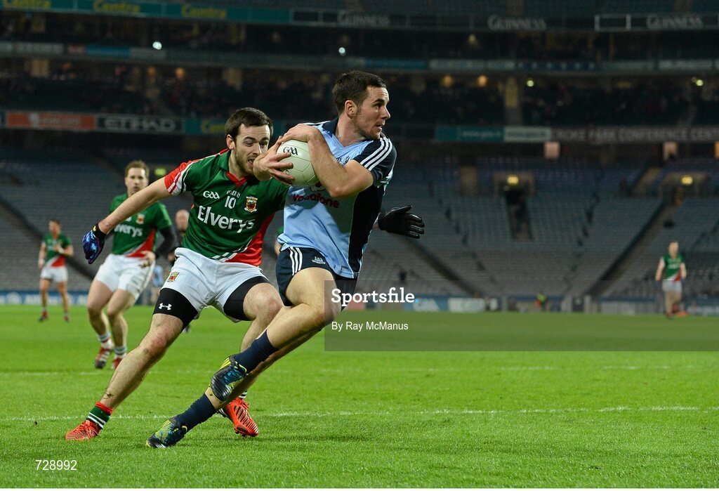 2 March 2013; Kevin O'Brien, Dublin, in action against Kevin McLoughlin, Mayo. Allianz Football League, Division 1, Dublin v Mayo, Croke Park, Dublin. Picture credit: Ray McManus / SPORTSFILE