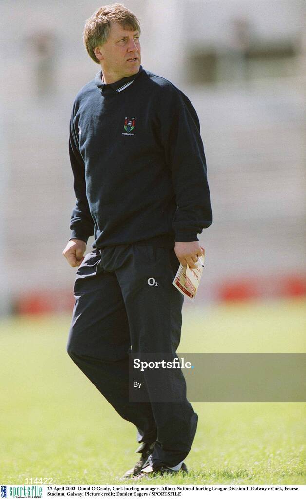 27 April 2003; Donal O'Grady, Cork hurling manager. Allianz National hurling League Division 1, Galway v Cork, Pearse Stadium, Galway. Picture credit; Damien Eagers / SPORTSFILE