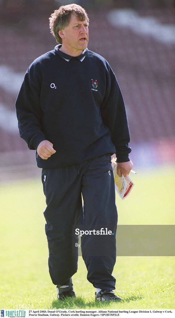 27 April 2003; Donal O'Grady, Cork hurling manager. Allianz National hurling League Division 1, Galway v Cork, Pearse Stadium, Galway. Picture credit; Damien Eagers / SPORTSFILE