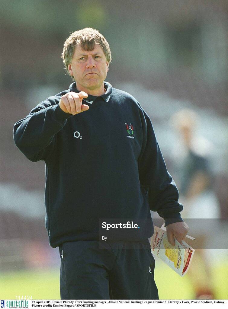 27 April 2003; Donal O'Grady, Cork hurling manager. Allianz National hurling League Division 1, Galway v Cork, Pearse Stadium, Galway. Picture credit; Damien Eagers / SPORTSFILE