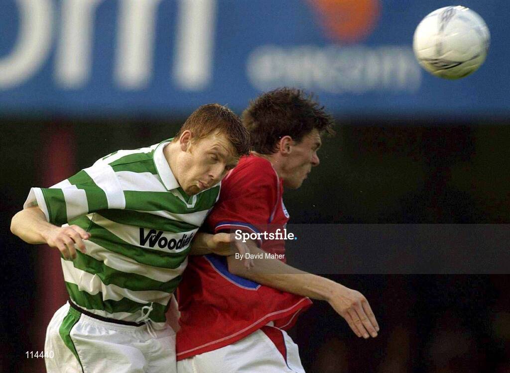 30 May 2003; Glen Fitzpatrick, Shamrock Rovers, in action against Kevin Doherty, Shelbourne. eircom league, Premier Division, Shelbourne v Shamrock Rovers, Tolka Park, Dublin. Soccer. Picture credit; David Maher / SPORTSFILE *EDI*