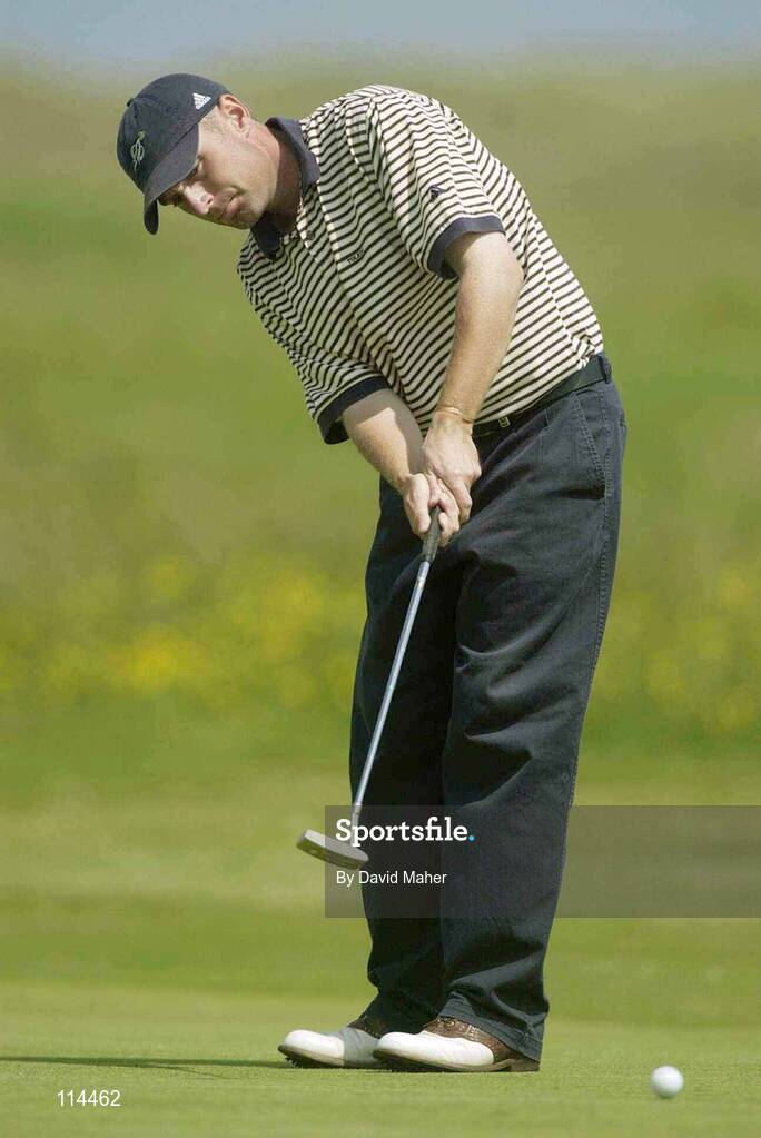 31 May 2003; Sean McTernan, Sligo, putts on the 18th green during the Irish Independent East of Ireland Amateur Open Championship, Co. Louth Golf Club, Baltray, Co. Louth. Golf. Picture credit; David Maher / SPORTSFILE *EDI*