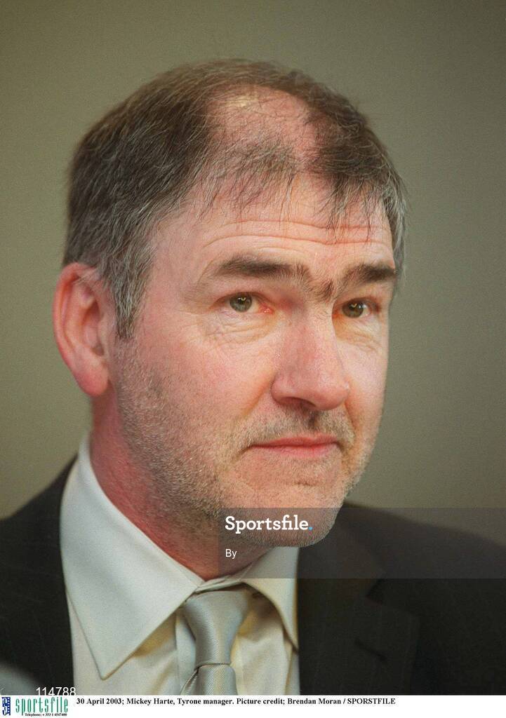30 April 2003; Mickey Harte, Tyrone manager. Picture credit; Brendan Moran / SPORSTFILE