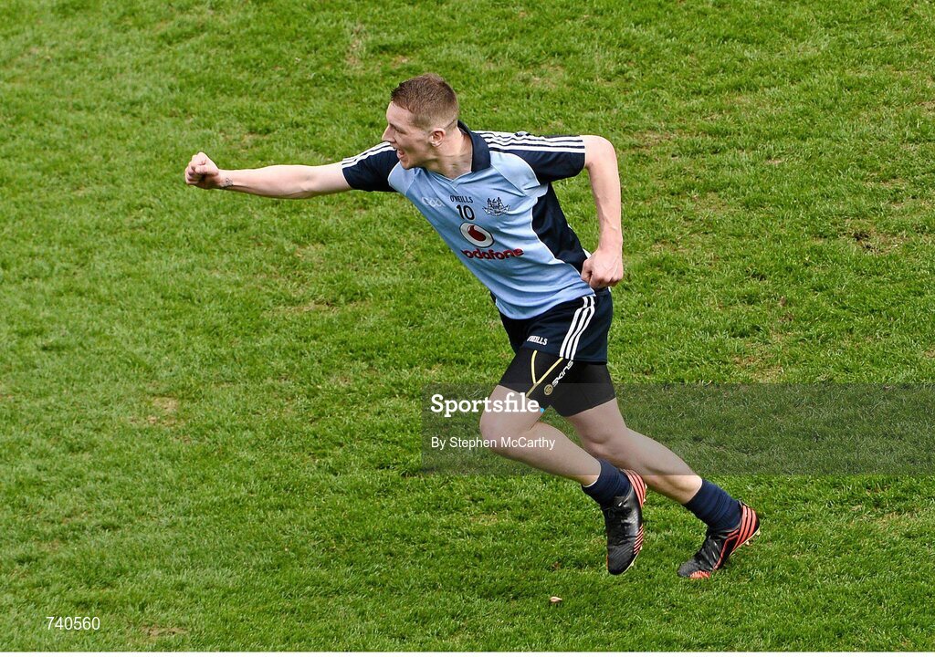 14 April 2013; Jason Whelan, Dublin, celebrates after scoring his side's second goal. Allianz Football League, Division 1, Semi-Final, Dublin v Mayo, Croke Park, Dublin. Picture credit: Stephen McCarthy / SPORTSFILE