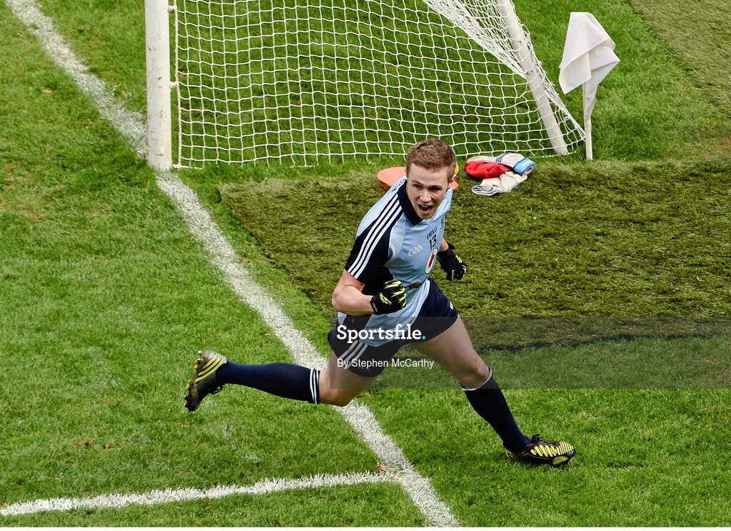 14 April 2013; Paul Mannion, Dublin, celebrates after scoring his side's first goal. Allianz Football League, Division 1, Semi-Final, Dublin v Mayo, Croke Park, Dublin. Picture credit: Stephen McCarthy / SPORTSFILE