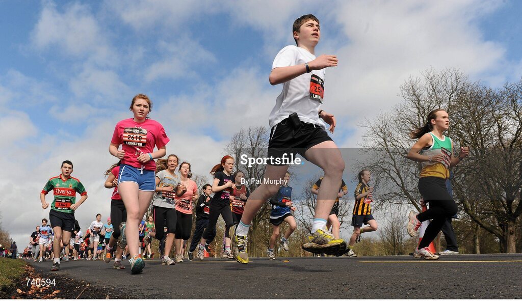 14 April 2013; A general view of the action during the early stages of the SPAR Junior Great Ireland Run 2013. Phoenix Park, Dublin. Picture credit: Pat Murphy / SPORTSFILE