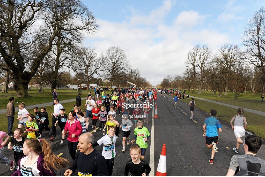 14 April 2013; A general view of the action during the early stages of the SPAR Junior Great Ireland Run 2013. Phoenix Park, Dublin. Picture credit: Pat Murphy / SPORTSFILE