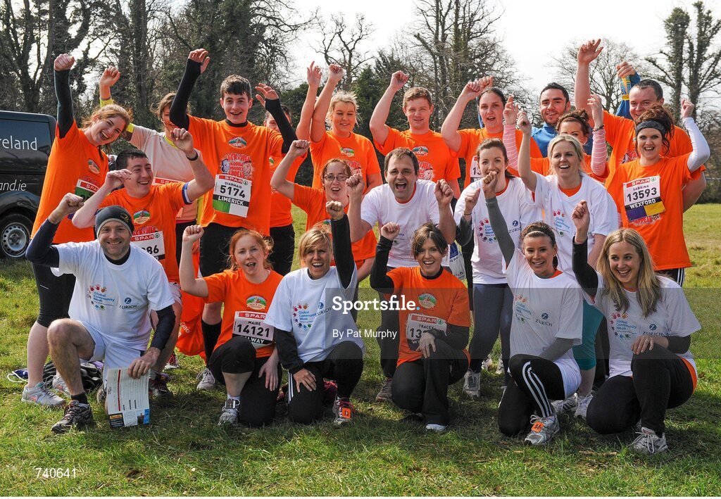 14 April 2013; The Zurich team who competed in the SPAR Great Ireland Run 2013 in aid of the Jack and Jill Foundation. Phoenix Park, Dublin. Picture credit: Pat Murphy / SPORTSFILE