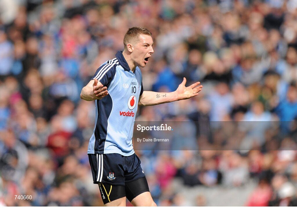 14 April 2013; Jason Whelan, Dublin, celebrates after scoring his side's second goal. Allianz Football League, Division 1, Semi-Final, Dublin v Mayo, Croke Park, Dublin. Picture credit: Dáire Brennan / SPORTSFILE