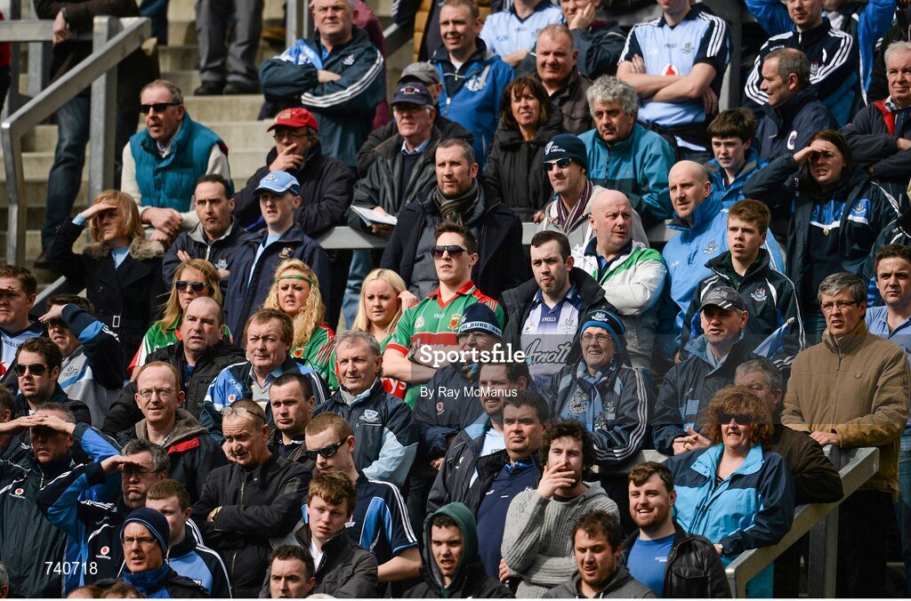 14 April 2013; Mayo supporters amongst Dublin supporters on Hill 16. Allianz Football League, Division 1, Semi-Final, Dublin v Mayo, Croke Park, Dublin. Picture credit: Ray McManus / SPORTSFILE