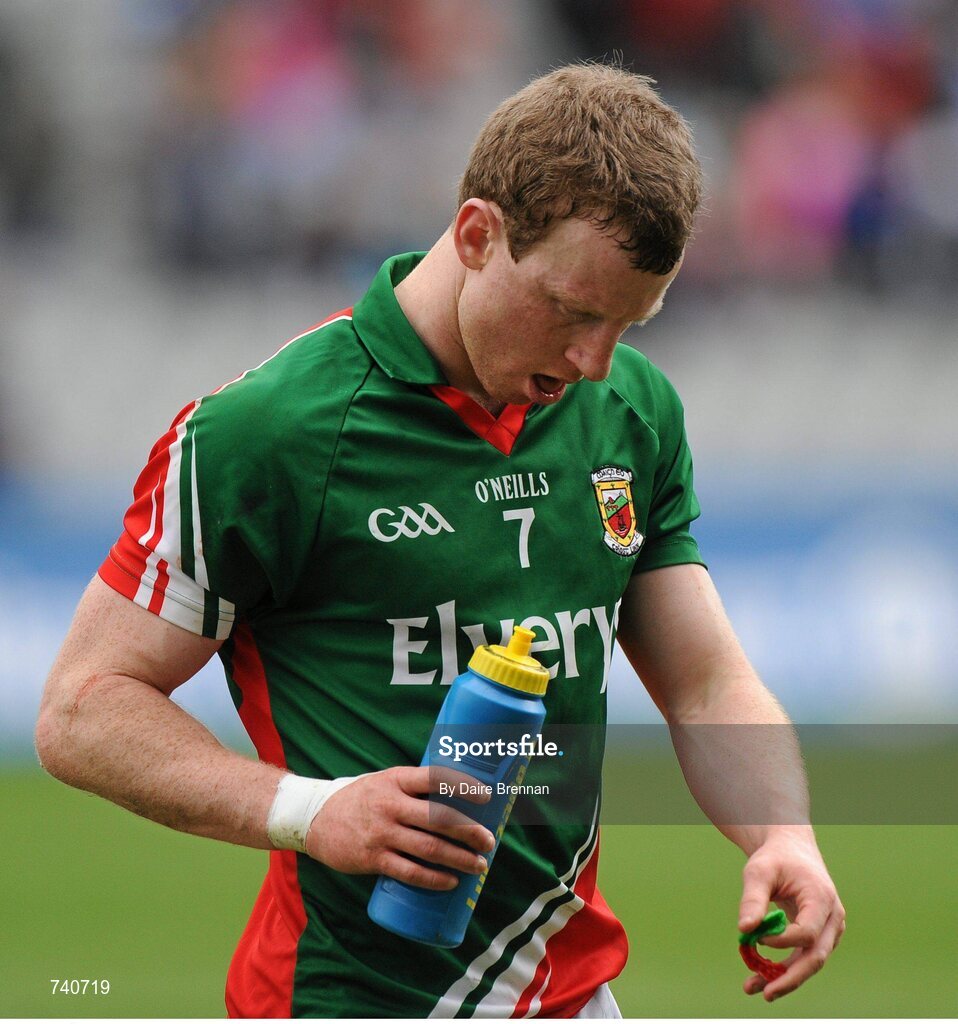 14 April 2013; A dejected Colm Boyle, Mayo, leaves the field after the game. Allianz Football League, Division 1, Semi-Final, Dublin v Mayo, Croke Park, Dublin. Picture credit: Dáire Brennan / SPORTSFILE