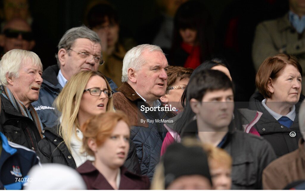 14 April 2013; Former Taoiseach Bertie Ahern stands for the National Anthem. Allianz Football League, Division 1, Semi-Final, Dublin v Mayo, Croke Park, Dublin. Picture credit: Ray McManus / SPORTSFILE