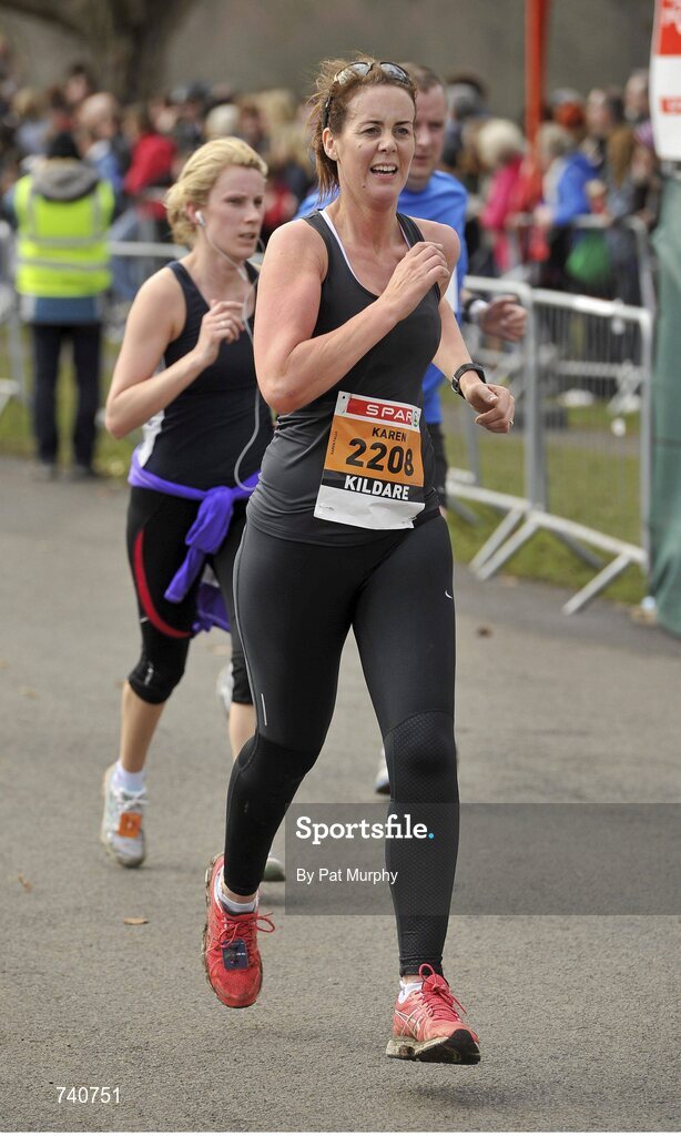 14 April 2013; Karen Falls, from Kildare, competing in the SPAR Great Ireland Run 2013. Phoenix Park, Dublin. Picture credit: Pat Murphy / SPORTSFILE