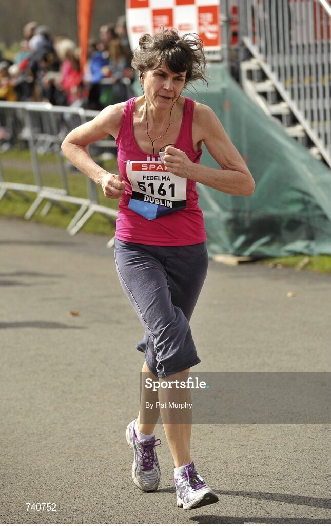 14 April 2013; Fedelma Healy, from Dublin, competing in the SPAR Great Ireland Run 2013. Phoenix Park, Dublin. Picture credit: Pat Murphy / SPORTSFILE