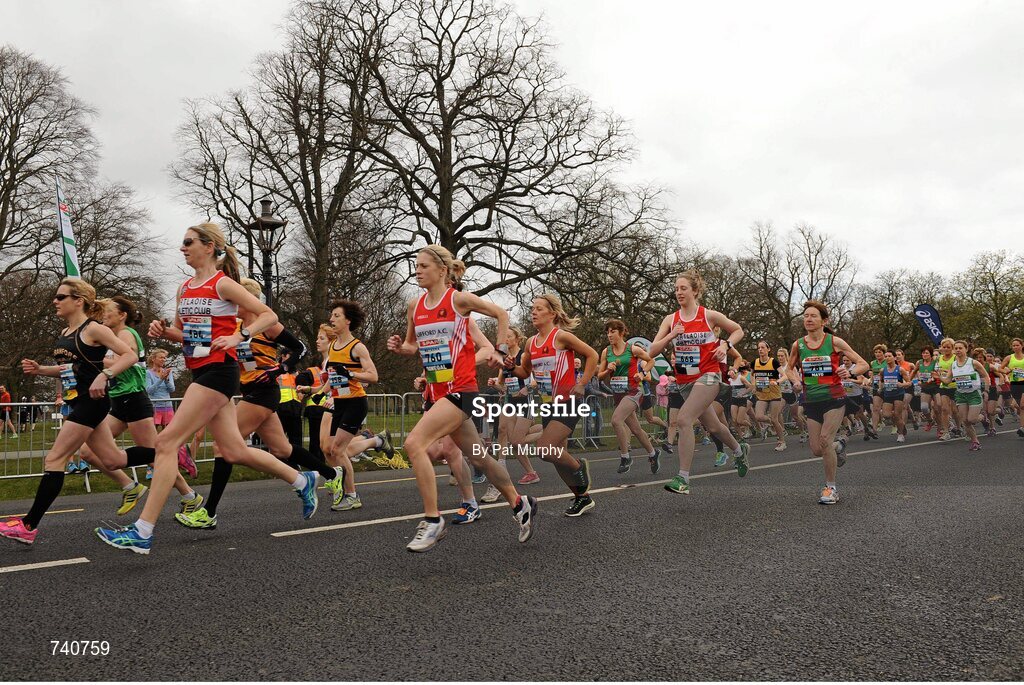 14 April 2013; A general view of the early stages of the Elite Women's Race at the SPAR Great Ireland Run 2013. Phoenix Park, Dublin. Picture credit: Pat Murphy / SPORTSFILE