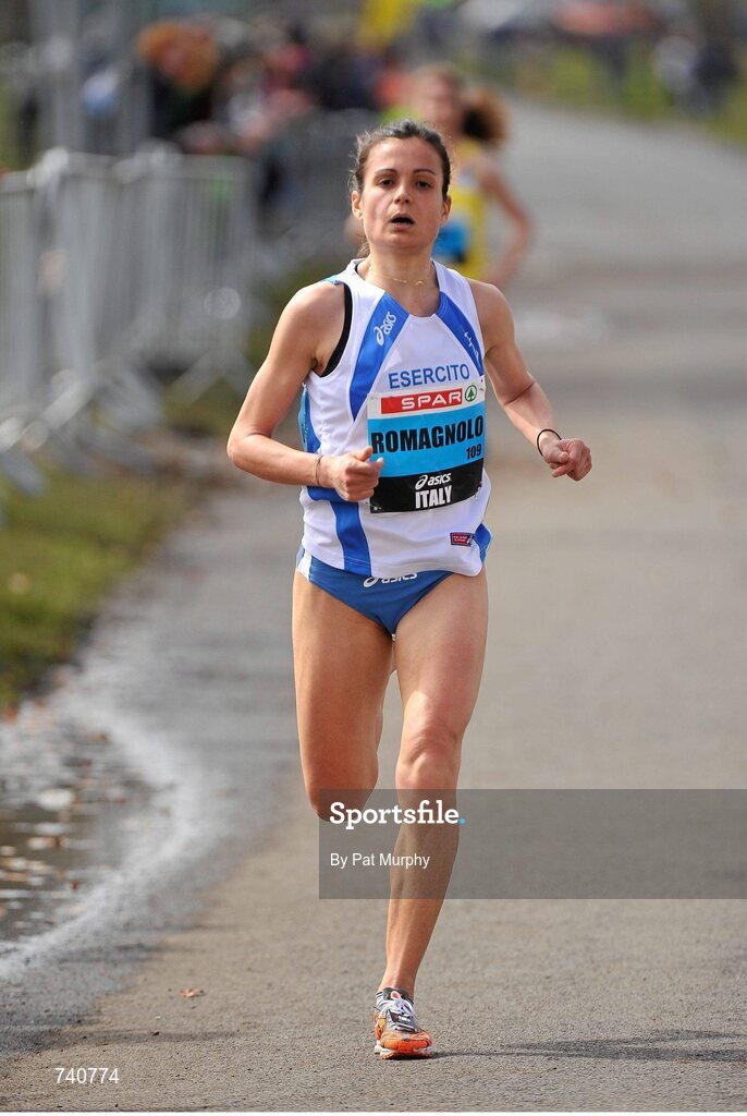 14 April 2013; Elena Romagnolo, Italy, during the Elite Women's event at the SPAR Great Ireland Run 2013. Phoenix Park, Dublin. Picture credit: Pat Murphy / SPORTSFILE