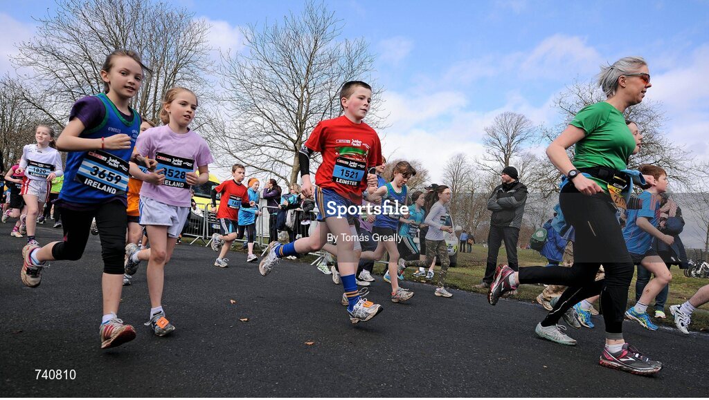 14 April 2013; A general view of the action during the early stages of the SPAR Junior Great Ireland Run 2013. Phoenix Park, Dublin. Picture credit: Tomás Greally / SPORTSFILE