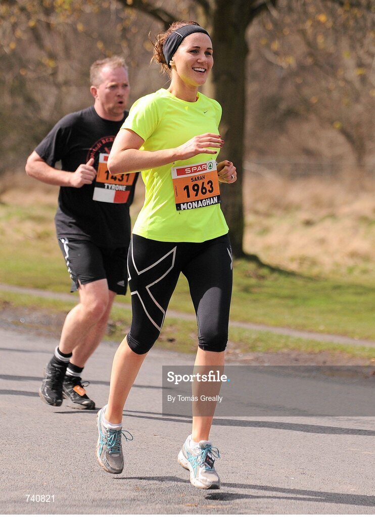 14 April 2013; Sarah Kelly, Monaghan, competing in the SPAR Great Ireland Run 2013. Phoenix Park, Dublin. Picture credit: Tomás Greally / SPORTSFILE