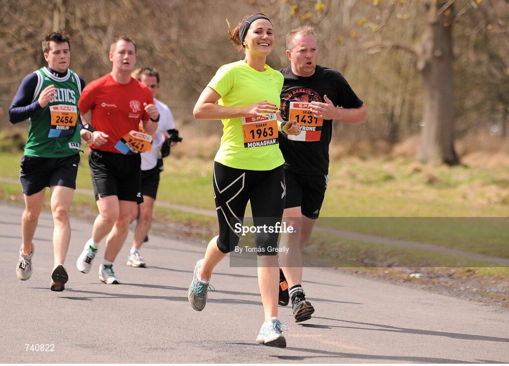 14 April 2013; Sarah Kelly, Monaghan, competing in the SPAR Great Ireland Run 2013. Phoenix Park, Dublin. Picture credit: Tomás Greally / SPORTSFILE