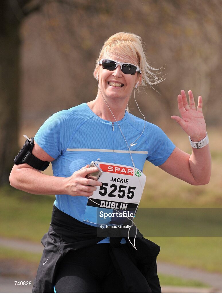 14 April 2013; Jackie Brannigan, Dublin, competing in the SPAR Great Ireland Run 2013. Phoenix Park, Dublin. Picture credit: Tomás Greally / SPORTSFILE